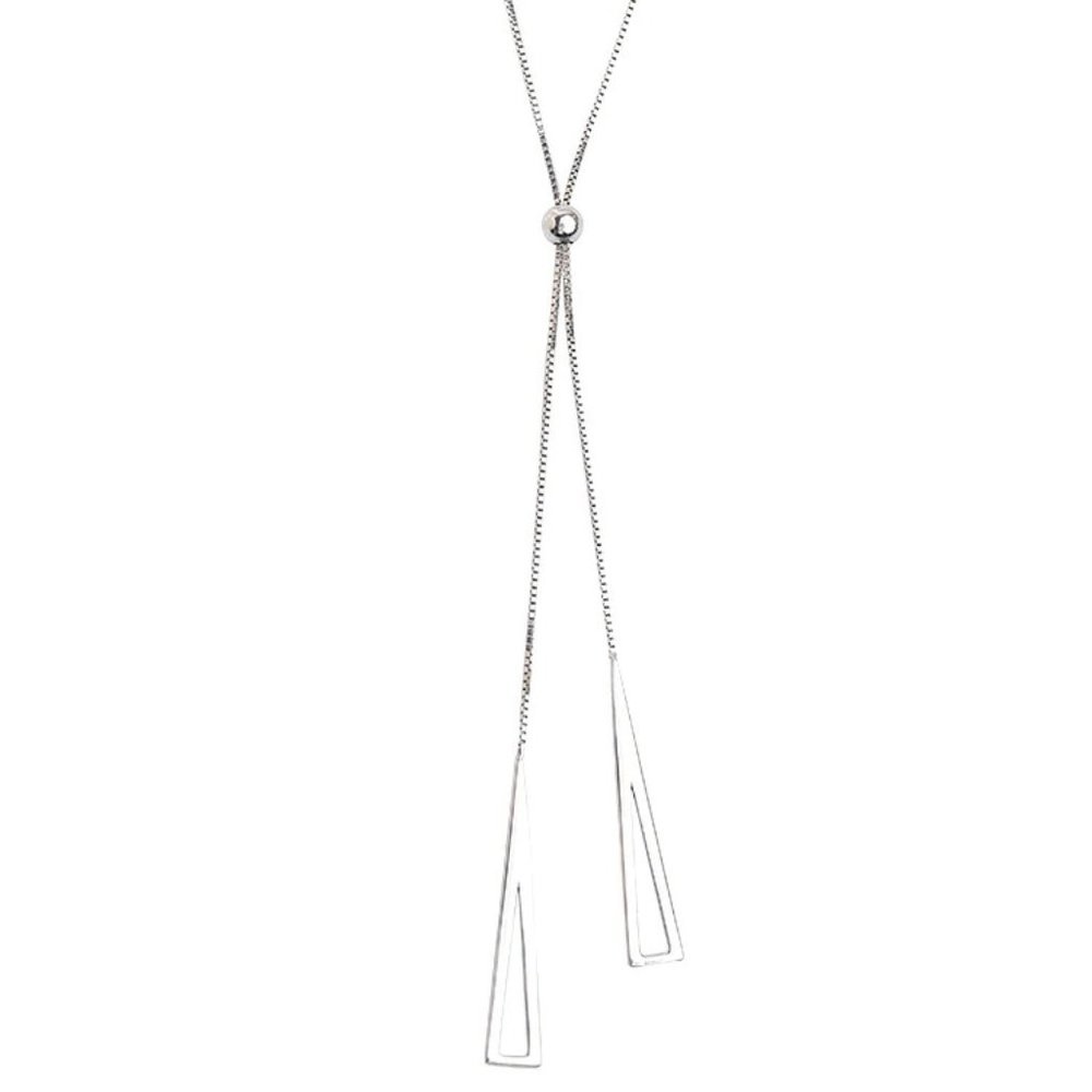 *NEW 925 Sterling Silver Triangle Drop Necklace - Picture 6 of 6
